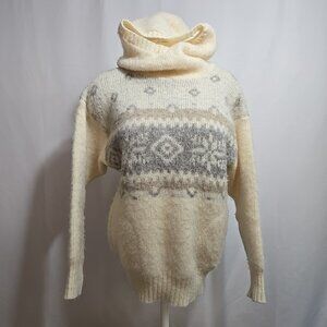 Vintage Hilda Ltd. Hooded Sweater Womens Size Small 100% Wool Fairisle Nordic
